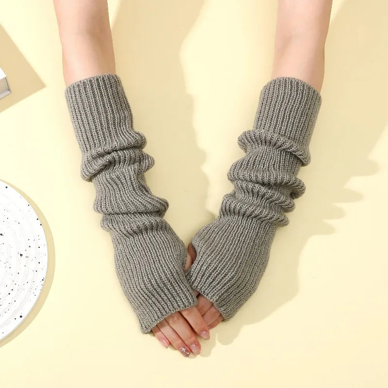 Botvotee Arm Warmers Free Shipping Sleeves for Women Y2k Accessories Knit Warm Winter Extend Sleeves Fingerless Gloves Black